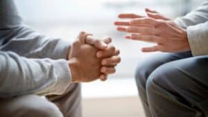 A counselling session taking place.